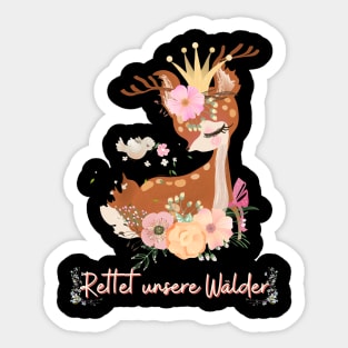 Reh Wald Retten Prinzessin Blumen Süß Sticker